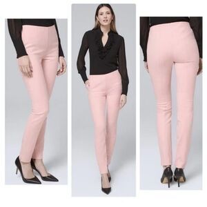 NWT The Skinny White House Black Market Goddess Pink Stretch Shinny Pant Size 6